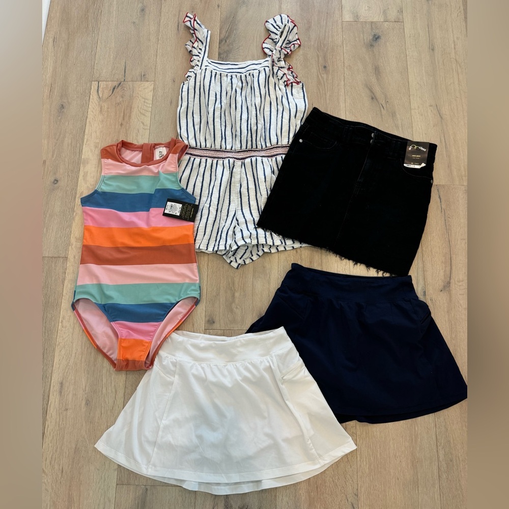 Target Girls XL Swimsuit, Romper, 3 Skirts